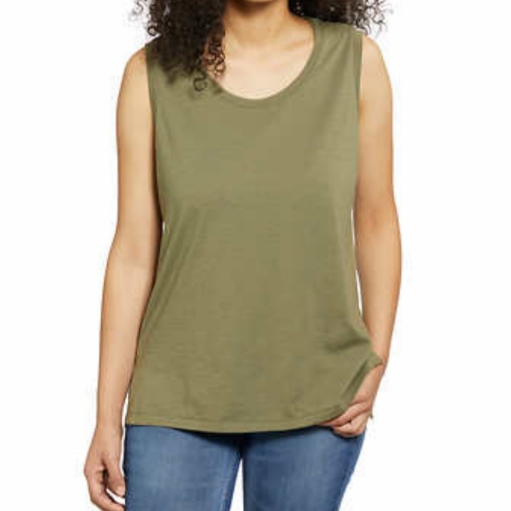 Nautica Ladies Sleeveless Top, Green (Camo Solid)